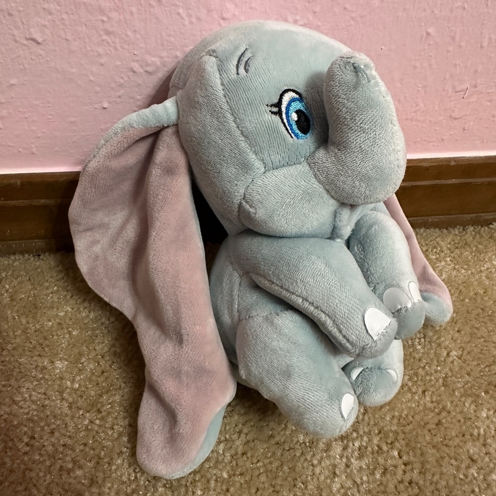 Ty Disney Baby Dumbo Plush Stuffed Animal Gray Blue Ears Toy 5”